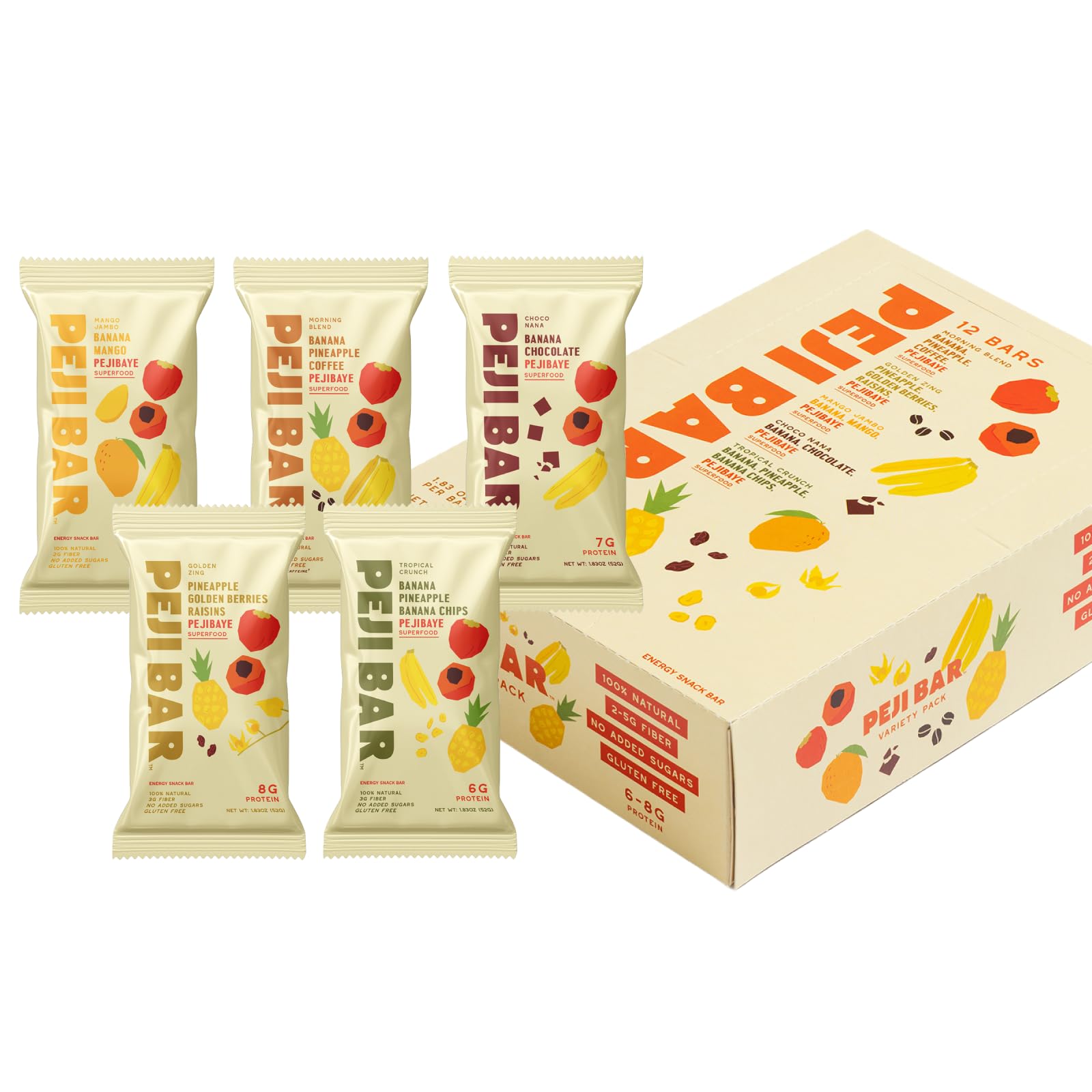 PEJI BAR Variety Pack 12-count with five flavors for on-the-go energy