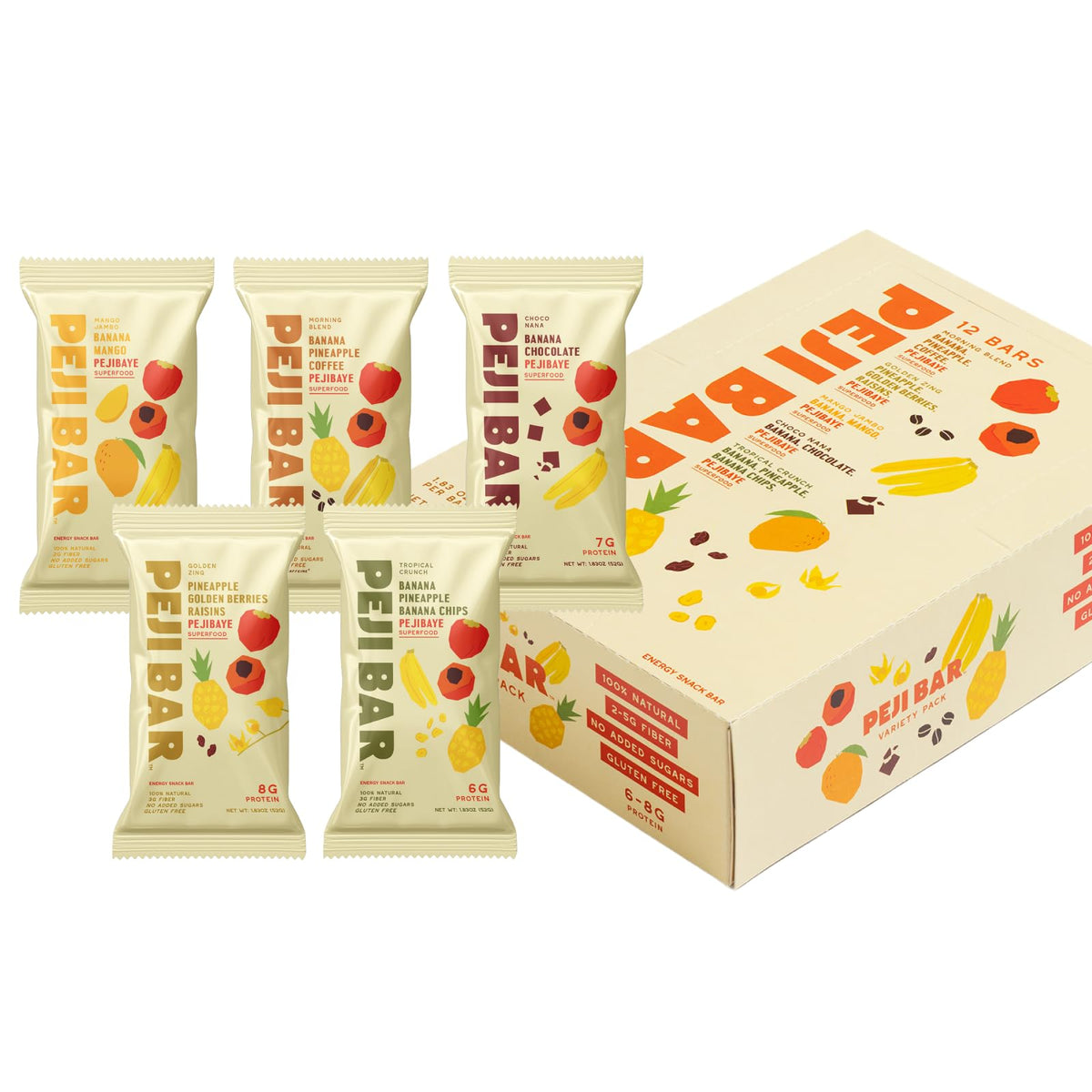 PEJI BAR Variety Pack 12-count with five flavors for on-the-go energy