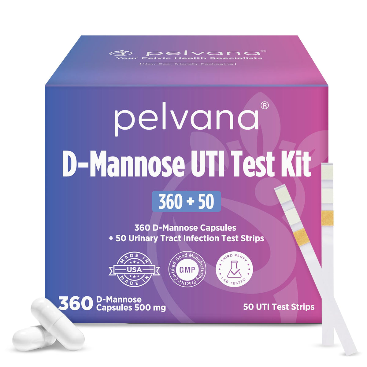 Pelvana three-bottles D-Mannose capsules for daily urinary wellness at home