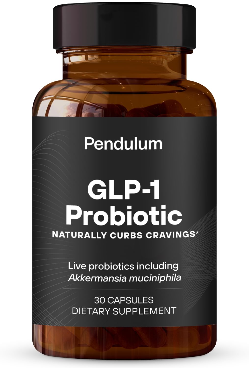 Pendulum GLP-1 Probiotic bottle front view, 30 capsules for daily support