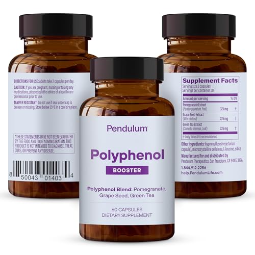 Pendulum Polyphenol Booster bottle side view, compact daily prebiotic support