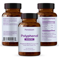 Pendulum Polyphenol Booster bottle side view, compact daily prebiotic support