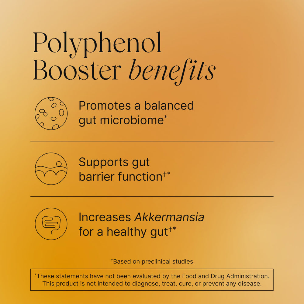 Pendulum Polyphenol Booster capsules closeup, science-backed ingredients for microbiome health