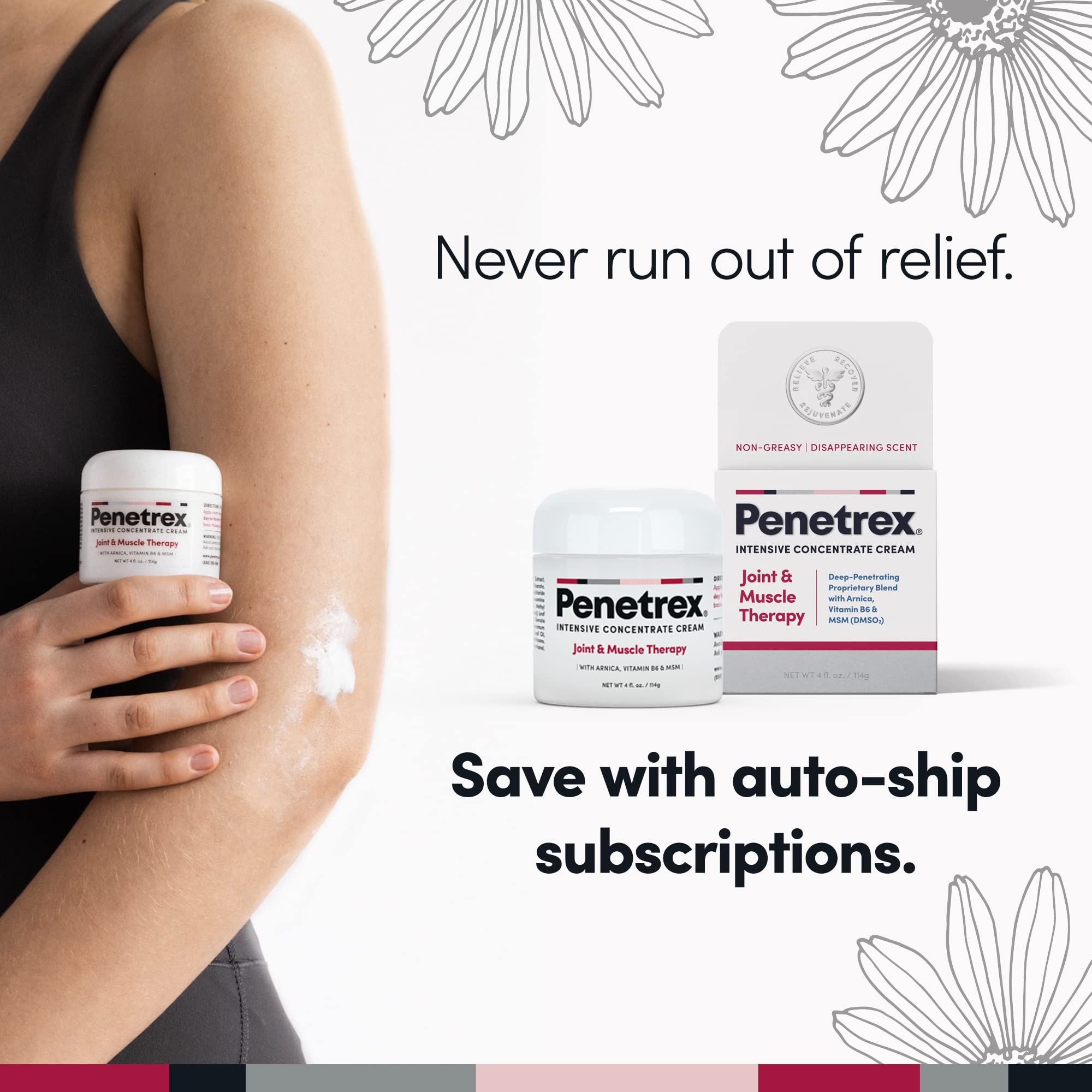 Penetrex active adults and athletes use after workouts for soreness support.