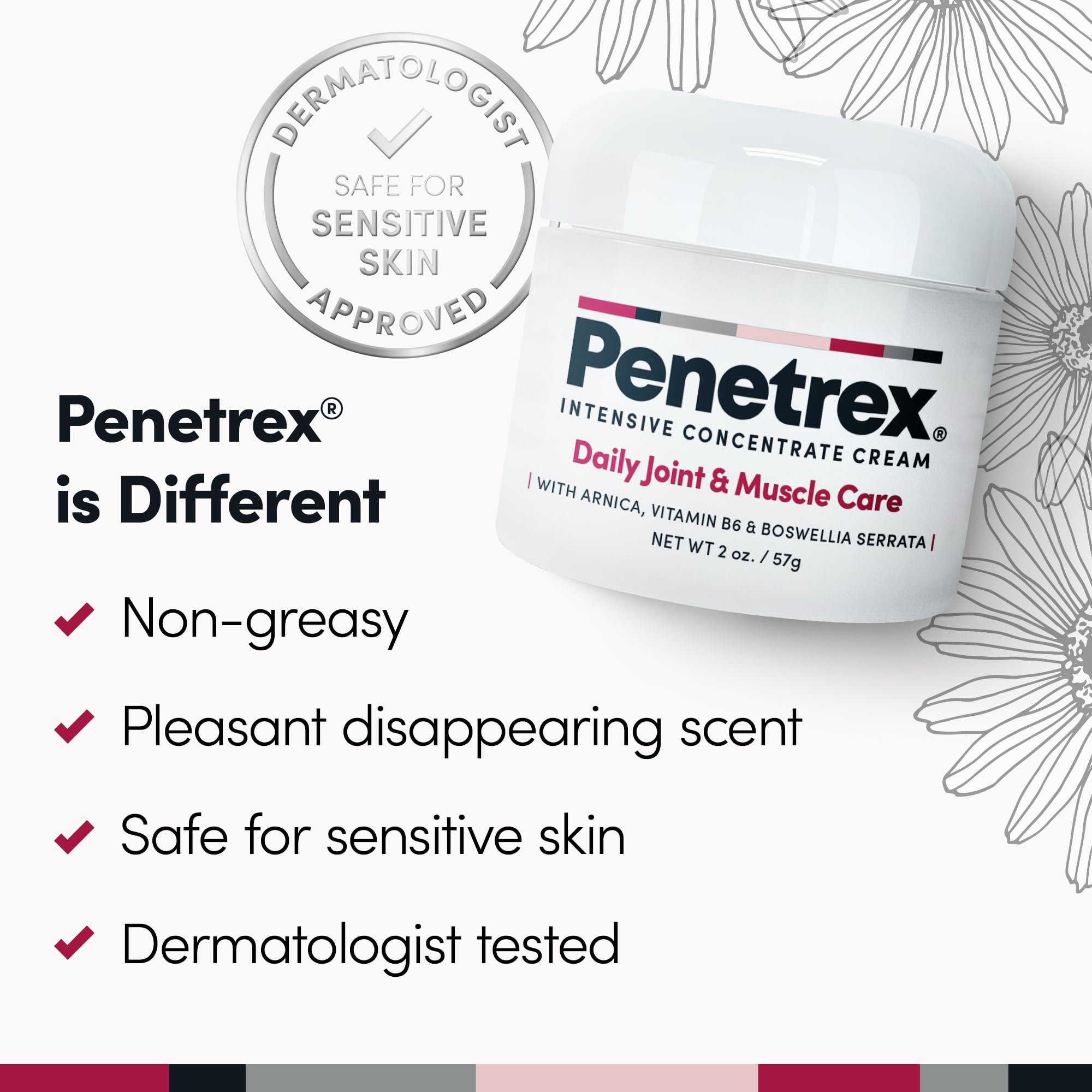Penetrex non-greasy formula with arnica supports comfort after activity.