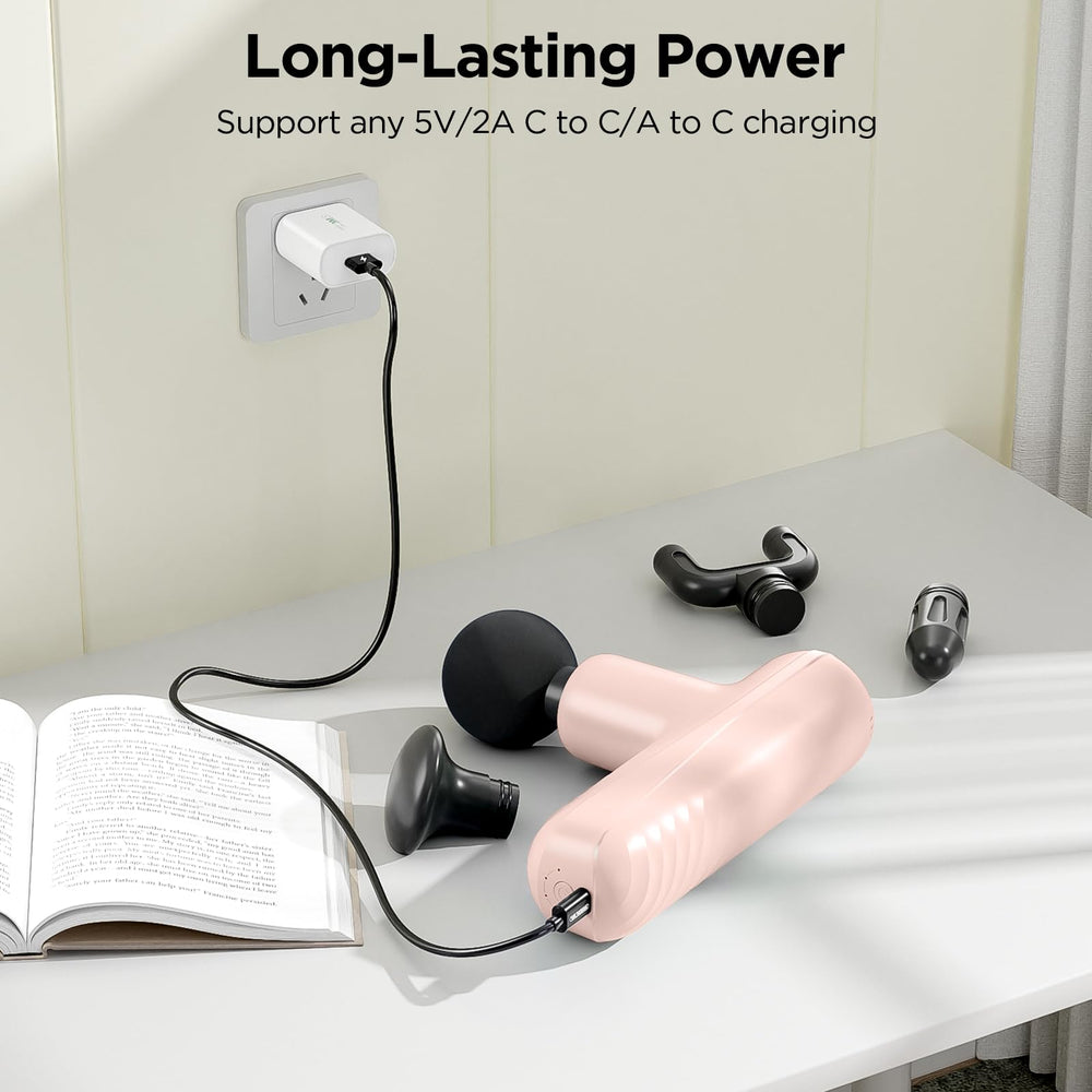 Penjoy Mini Massage Gun with four heads for targeted relief.