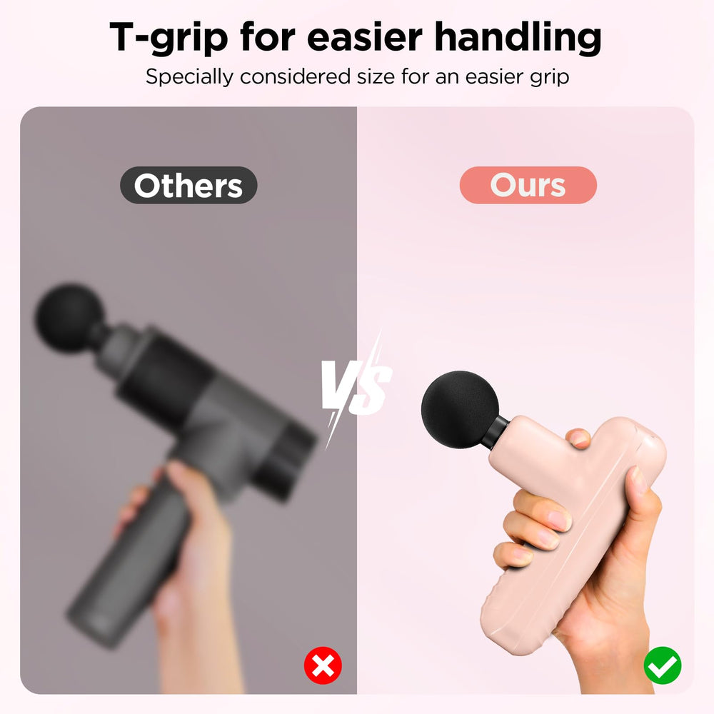 Penjoy Mini Massage Gun in use on back and shoulders for recovery.