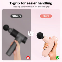 Penjoy Mini Massage Gun in use on back and shoulders for recovery.
