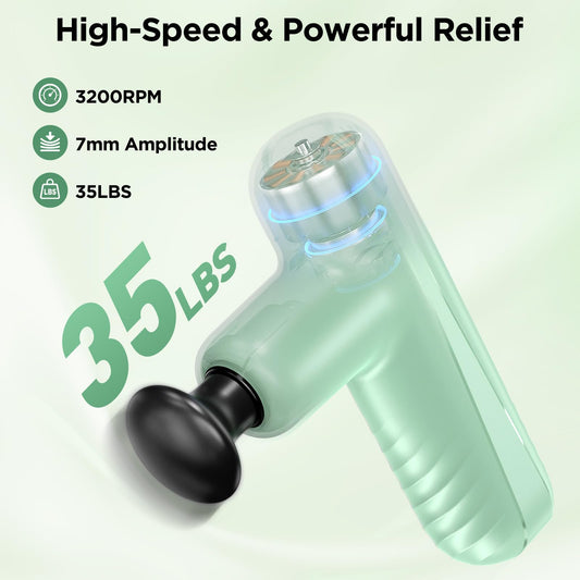 PENJOY Mini Massage Gun side handle showing easy grip for back muscles