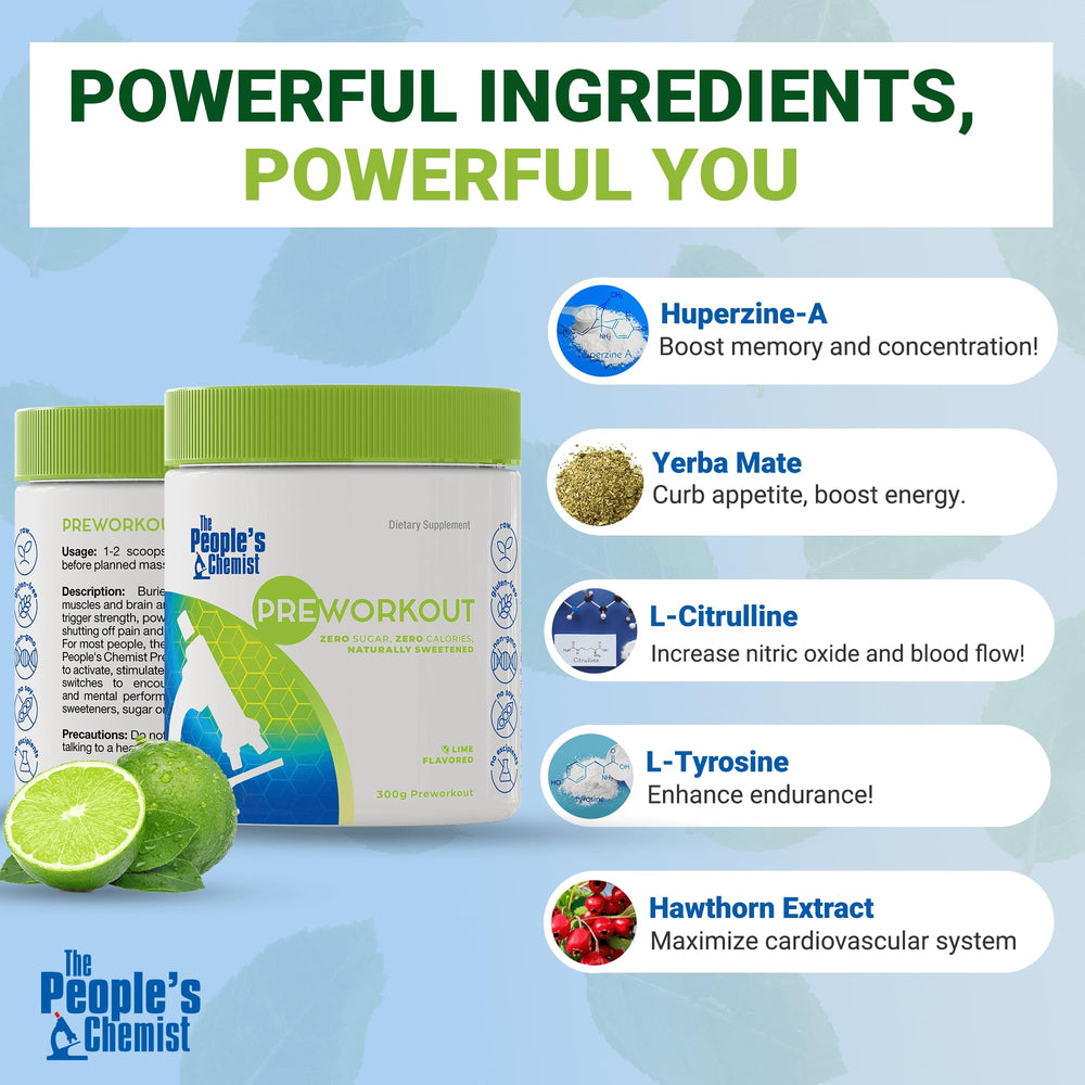 People's Chemist The Pre-Workout Lime ingredients graphic signals a clean formula
