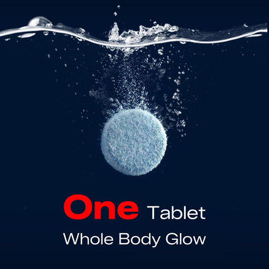 PEPAX blueberry-flavored tablet fizzing in water for flavorful hydration with no sugar.