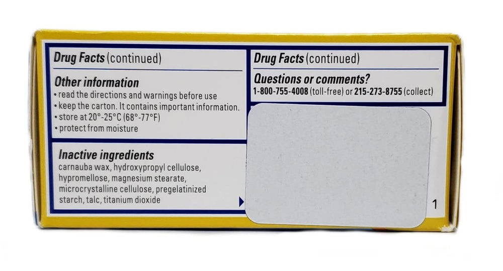 Pepcid AC dosage label close-up shows easy, water-assisted use.