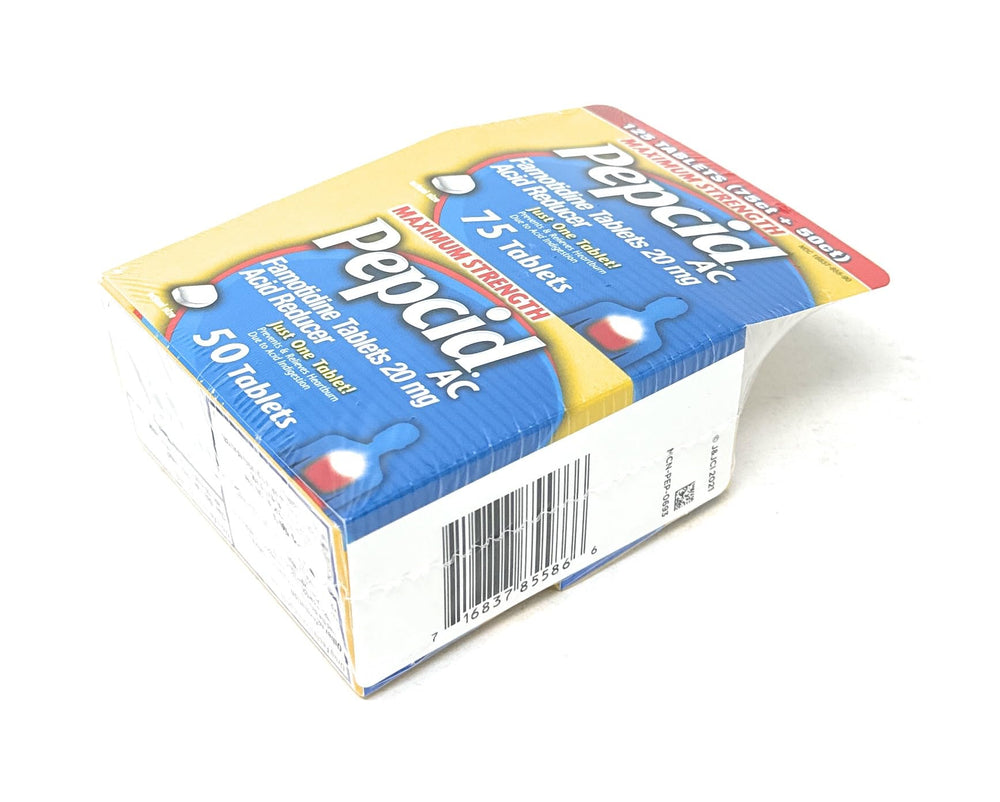 Pepcid AC compact bottle ready to take 15 minutes before a meal for prevention.