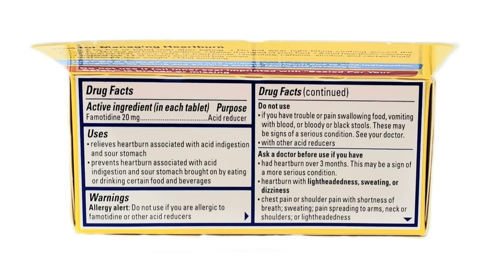Pepcid AC tablet with glass of water ready for immediate relief.