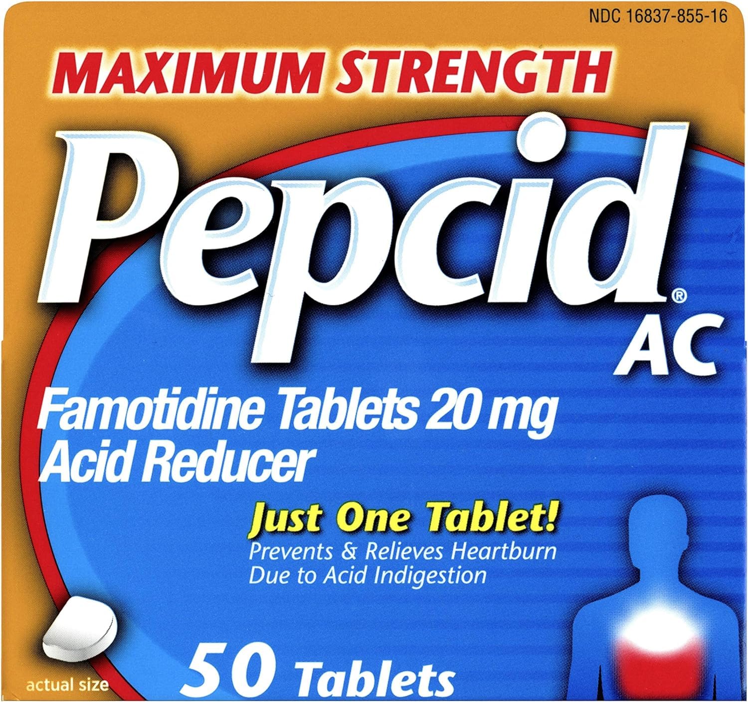 Pepcid CSC24 bottle with 20 mg tablets for on-the-go heartburn support