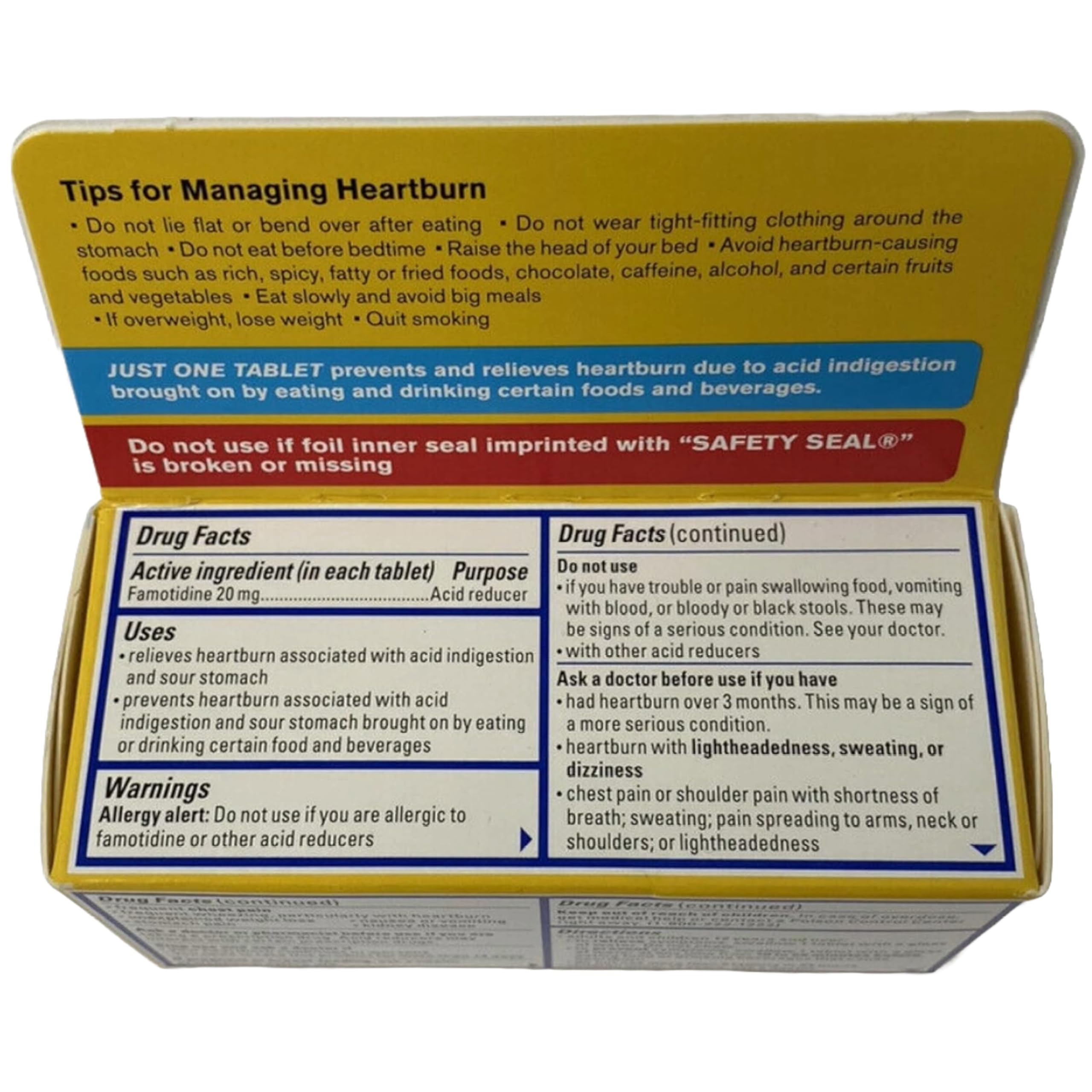 Pepcid CSC24 travel carton showing compact packaging for trips