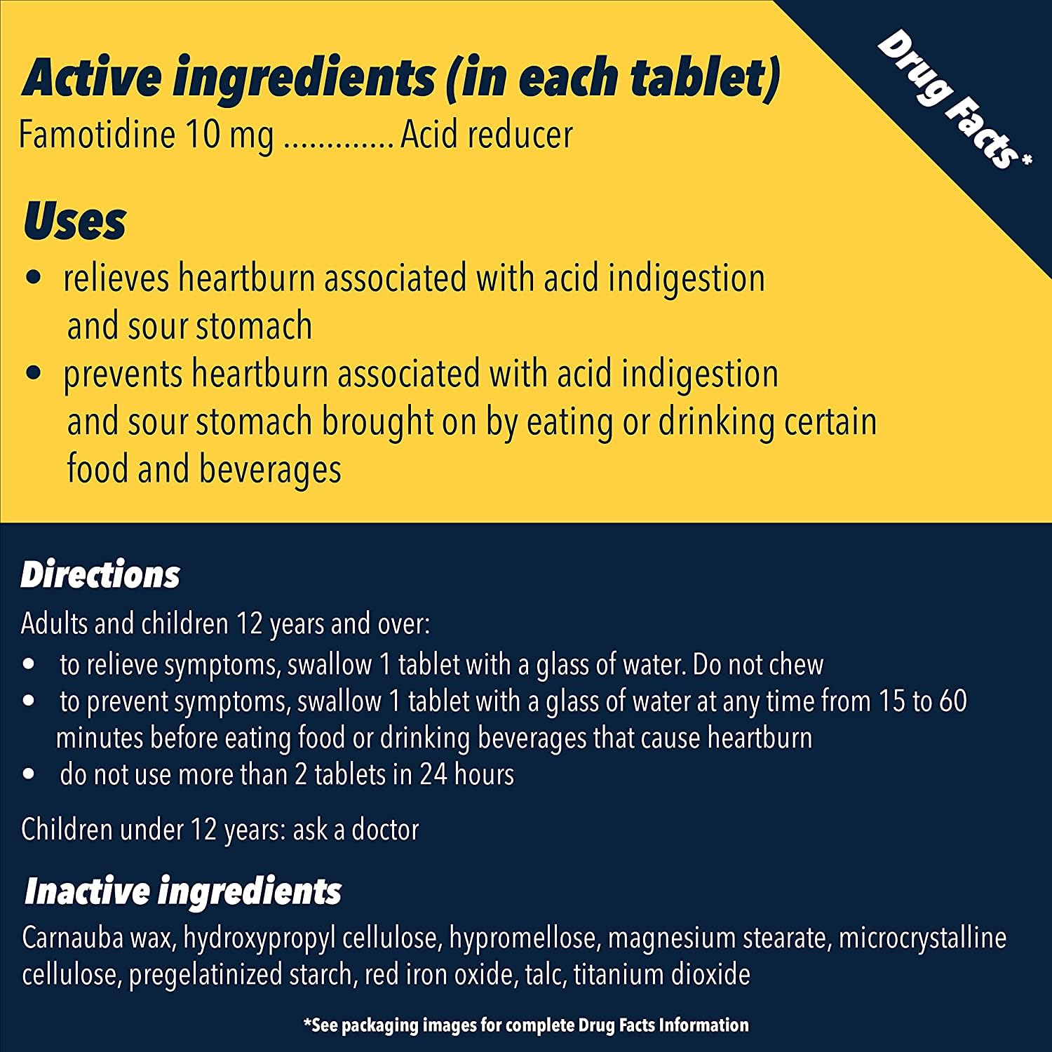 Pepcid Original Strength tablet on counter ready for immediate relief use.