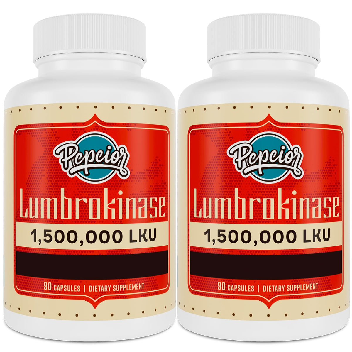 Pepeior Lumbrokinase bottle packshot shows packaging ready for daily use.