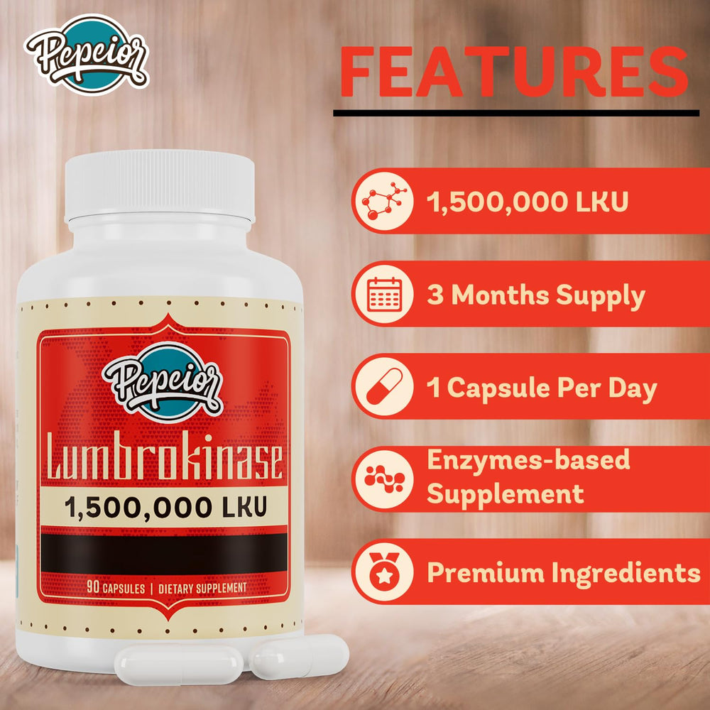 Pepeior Lumbrokinase capsule with water demonstrates easy daily intake.