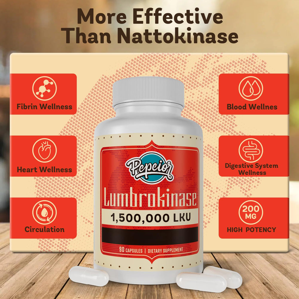 Pepeior Lumbrokinase LKU graphic explains high potency at a glance.