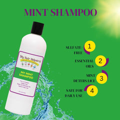 Peppermint neem rosemary scent close-up on shampoo