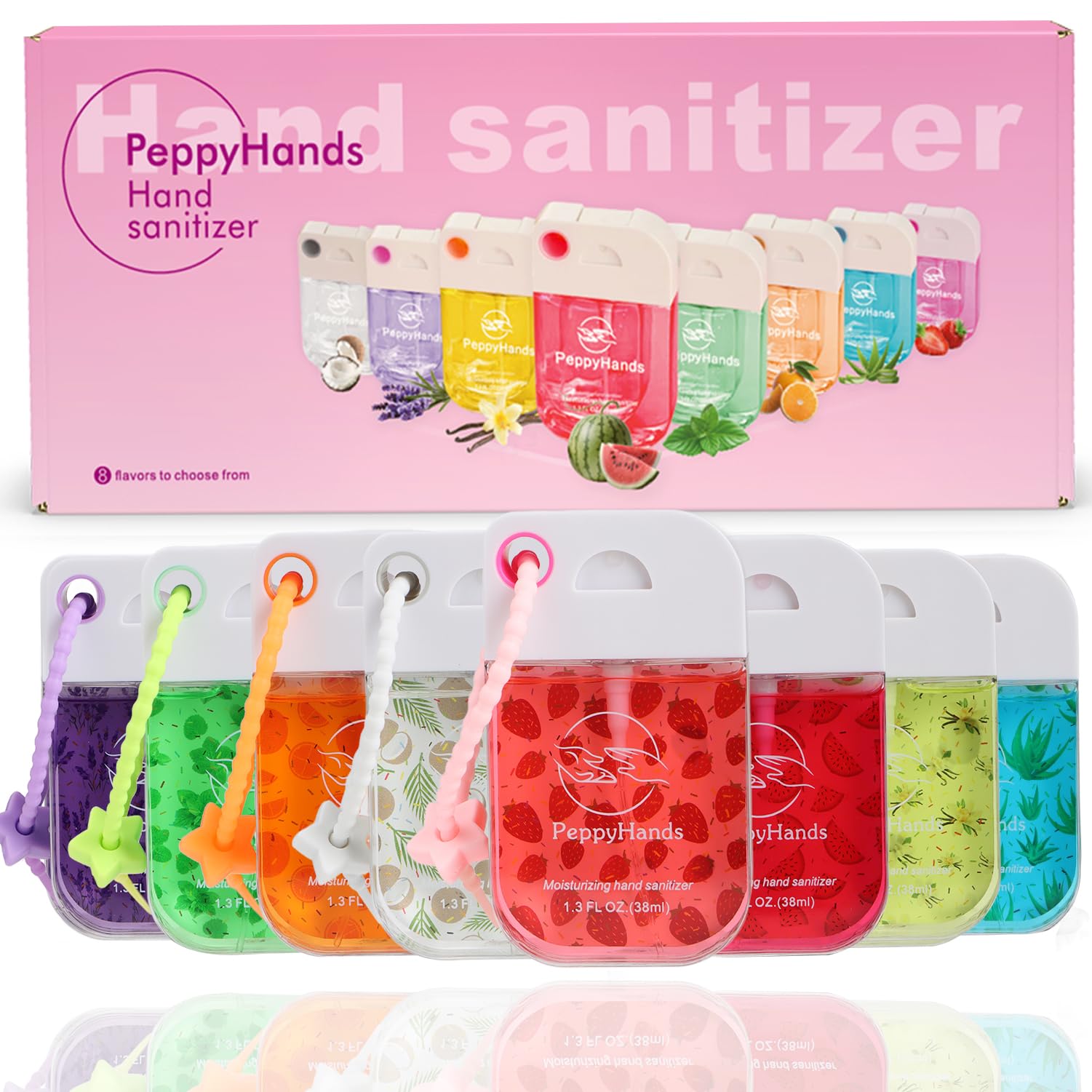PeppyHands watermelon scent sanitizer spray for refreshing hands on the go