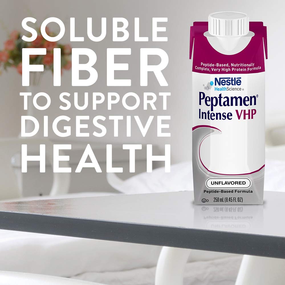 Peptamen Intense VHP unflavored tube-feeding setup for convenient administration