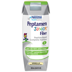 Peptamen Junior Fiber Vanilla carton front view showing pediatric nutrition support