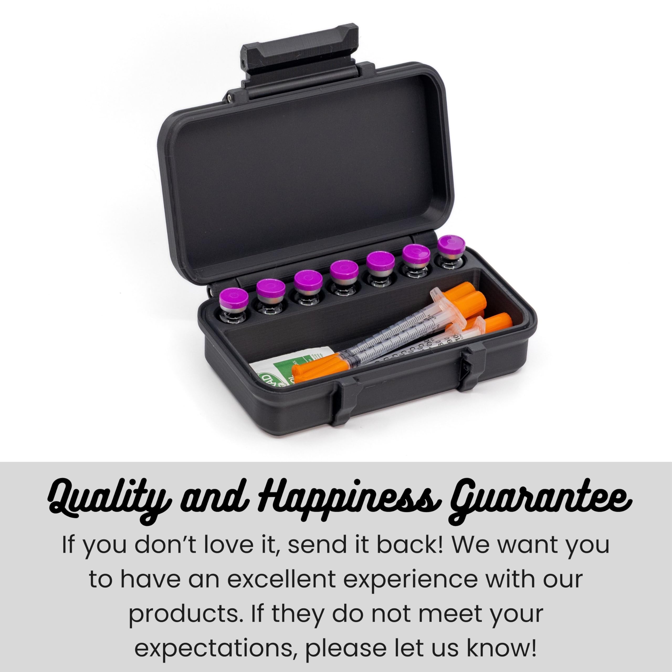 Peptide Case travel-ready in use with bag, ideal for on-the-go organization.