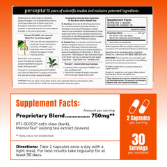 Percepta capsules close-up highlighting easy, daily memory support capsules.