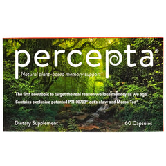 Percepta Memory Support bottle with a natural nootropic blend for daily focus.