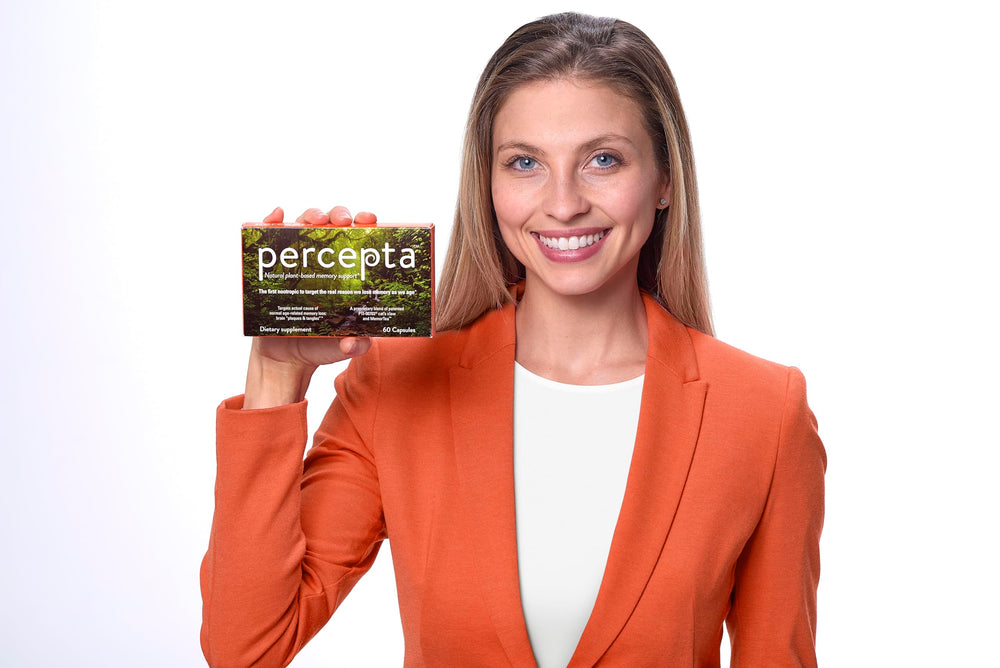 Percepta packaging box showing product presentation for on-the-go routines.