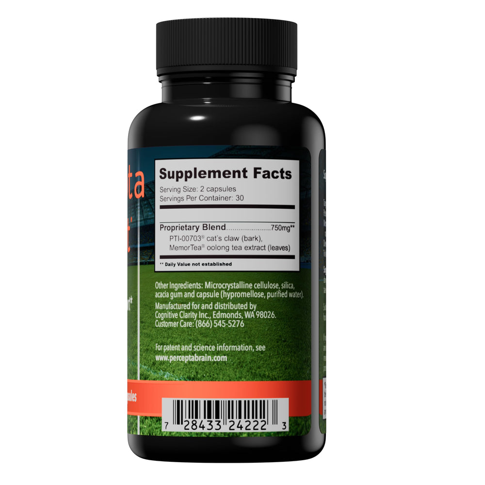 Percepta Sport packaging front, ready for athletes seeking natural focus.
