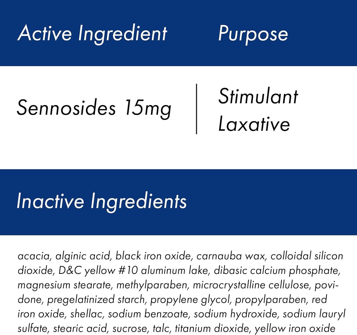 Perdiem Sennosides tablets closeup showing easy-to-swallow pills