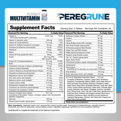 PEREGRUNE Runner Multivitamin bottle side view with clear label details.