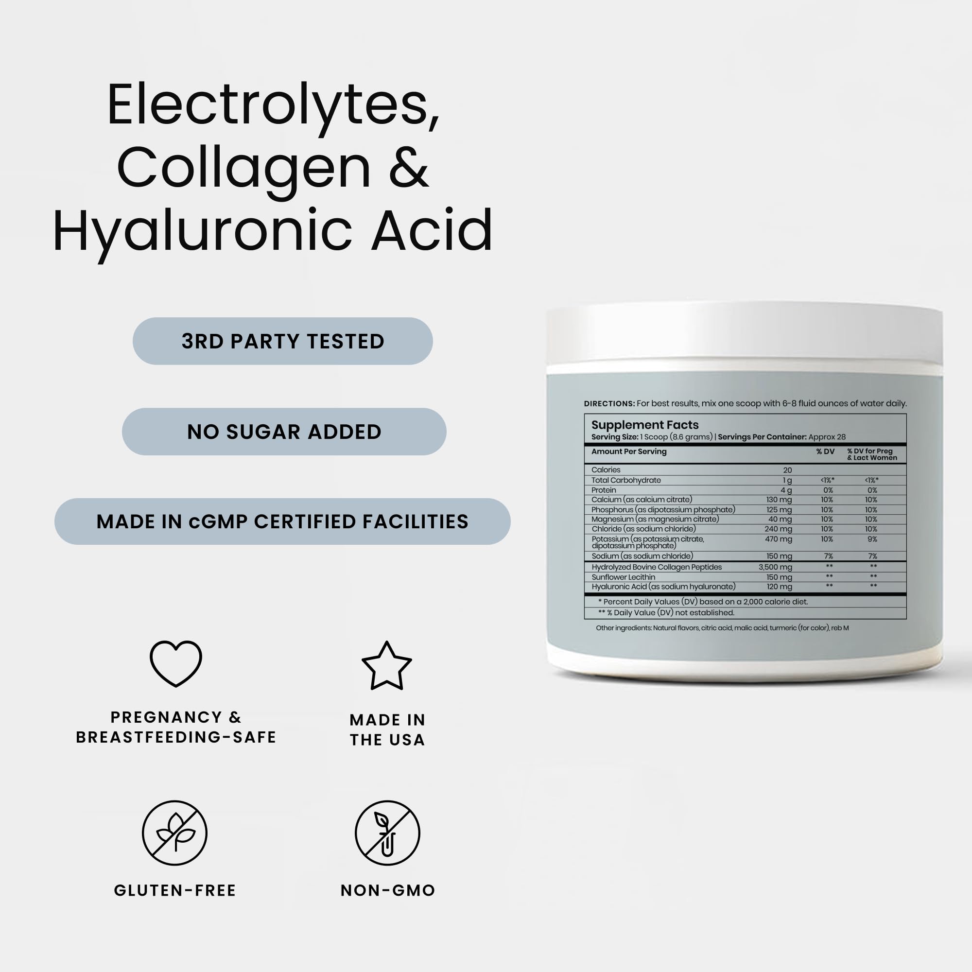 Perelel hydration powder dissolving in a glass
