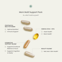 Perelel Mom bottle and sachets together promote easy daily postpartum nutrition.