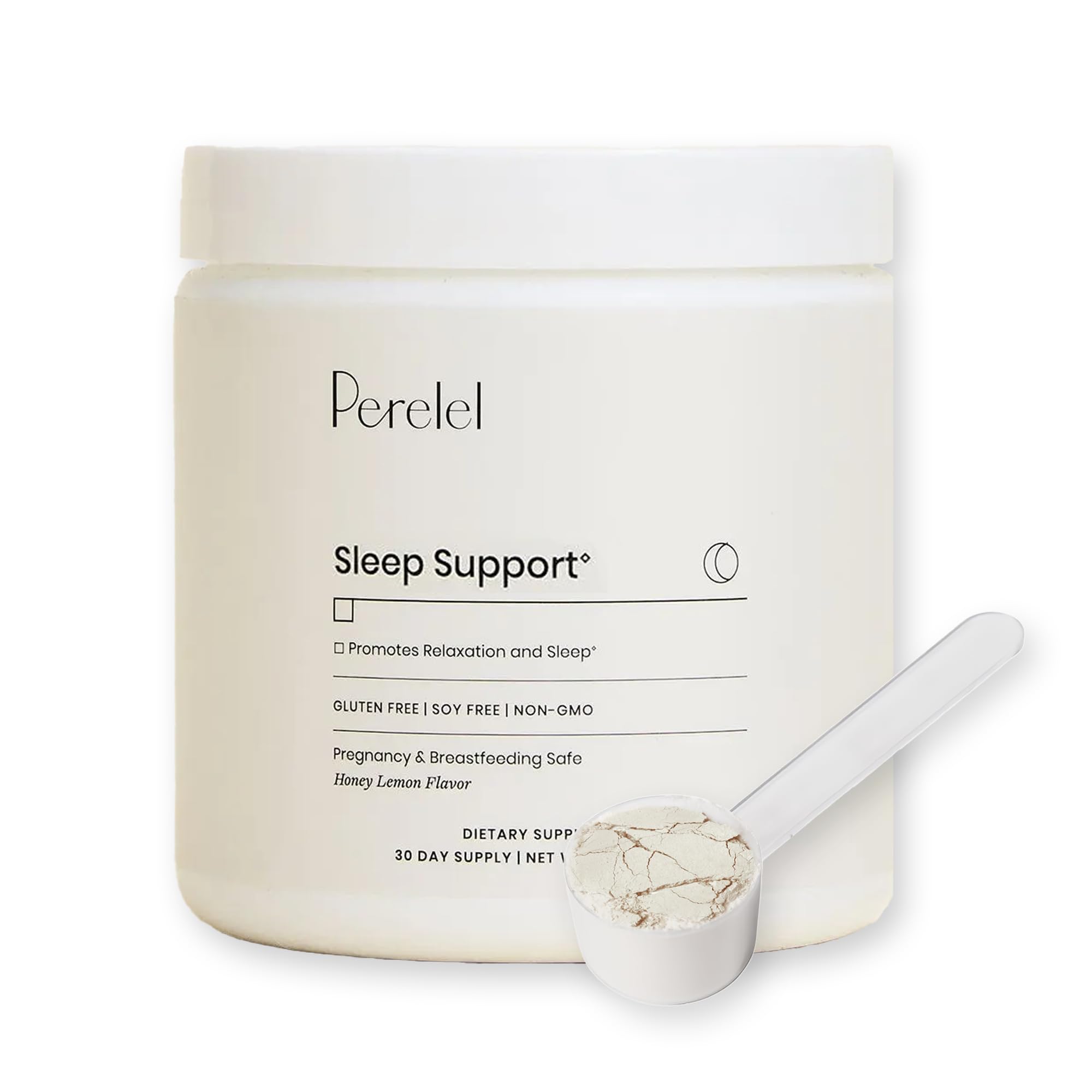 Perelel Sleep Support magnesium powder bottle for calming routines.