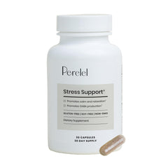 Perelel Stress Support capsule with ashwagandha for daily calm and balanced energy.