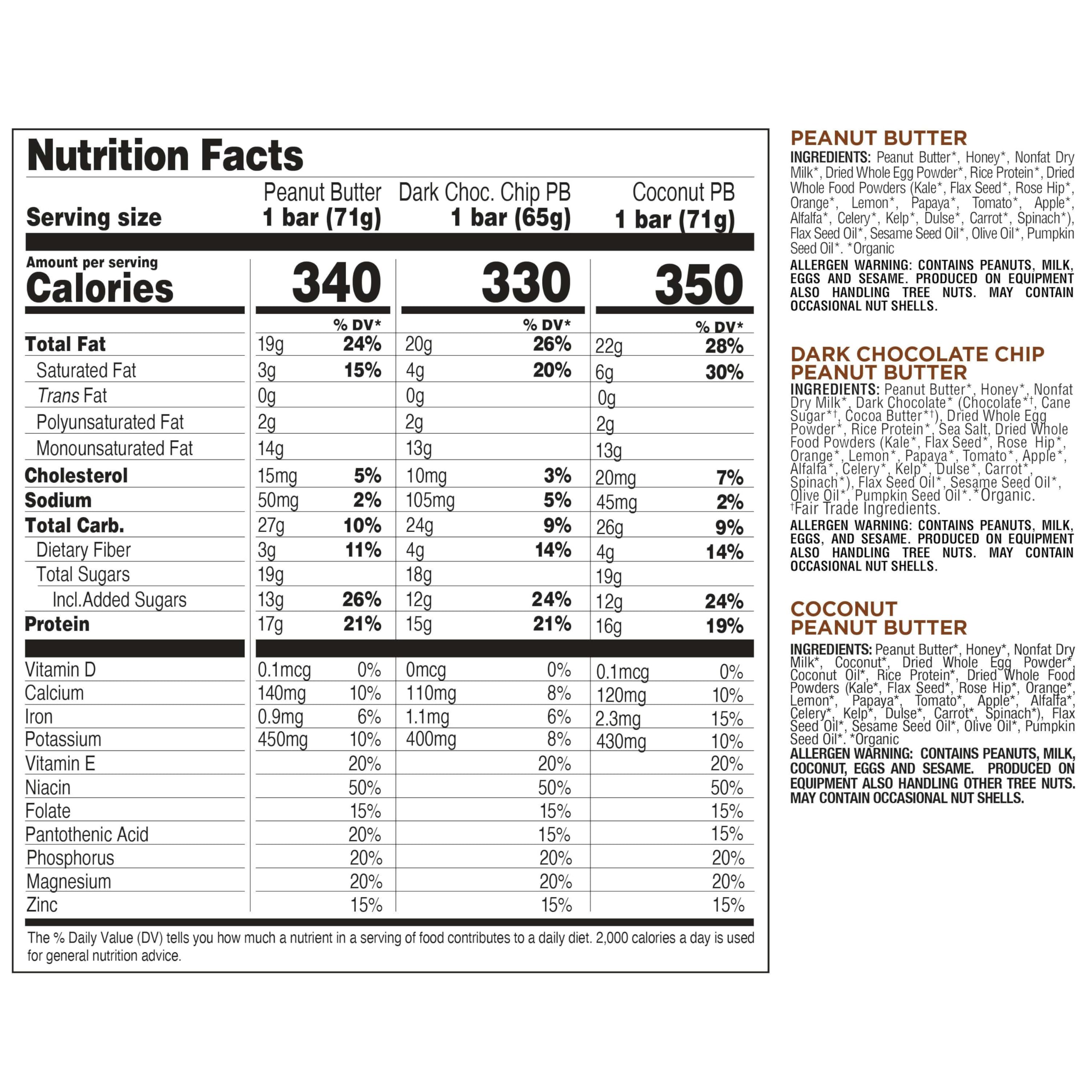 Perfect Bar Dark Chocolate Chip Peanut Butter, gluten-free and protein-rich.