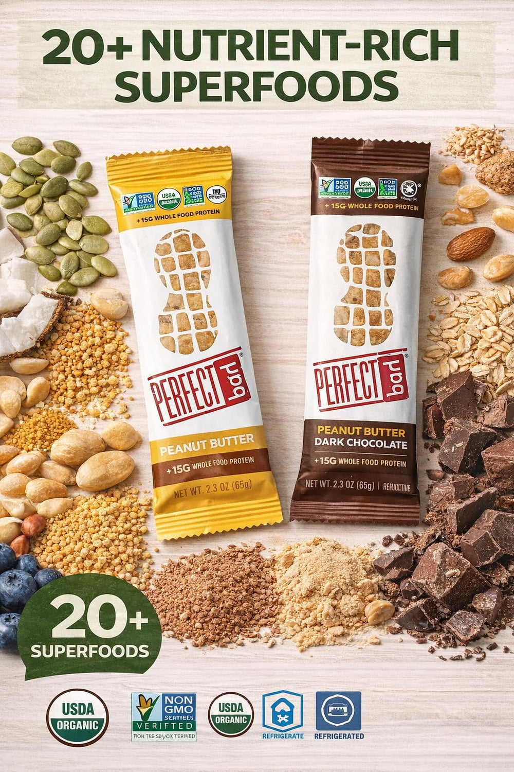 Perfect Bar gluten-free certified bar with clean ingredient list.