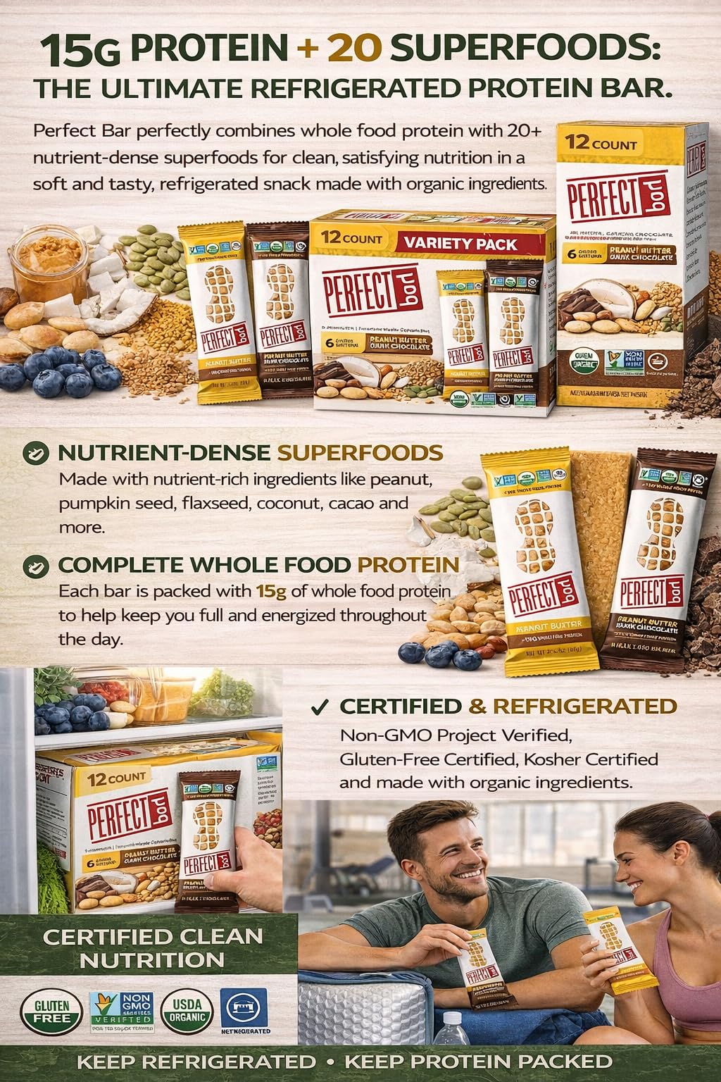 Perfect Bar refrigerated freshness emphasized on packaging.
