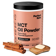 Perfect Keto 7g MCT Oil Powder bottle for keto non-dairy coffee creamer.