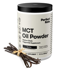 Perfect Keto 7g MCT oil powder vanilla coffee creamer with creamy texture and energy