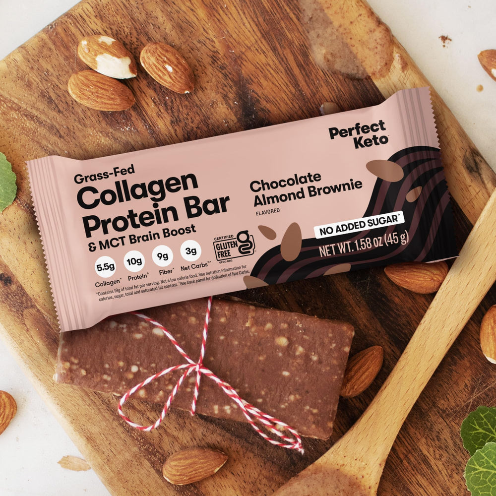 Perfect Keto Bars collagen info ingredients — supports hair, skin, nails, joints, and muscles