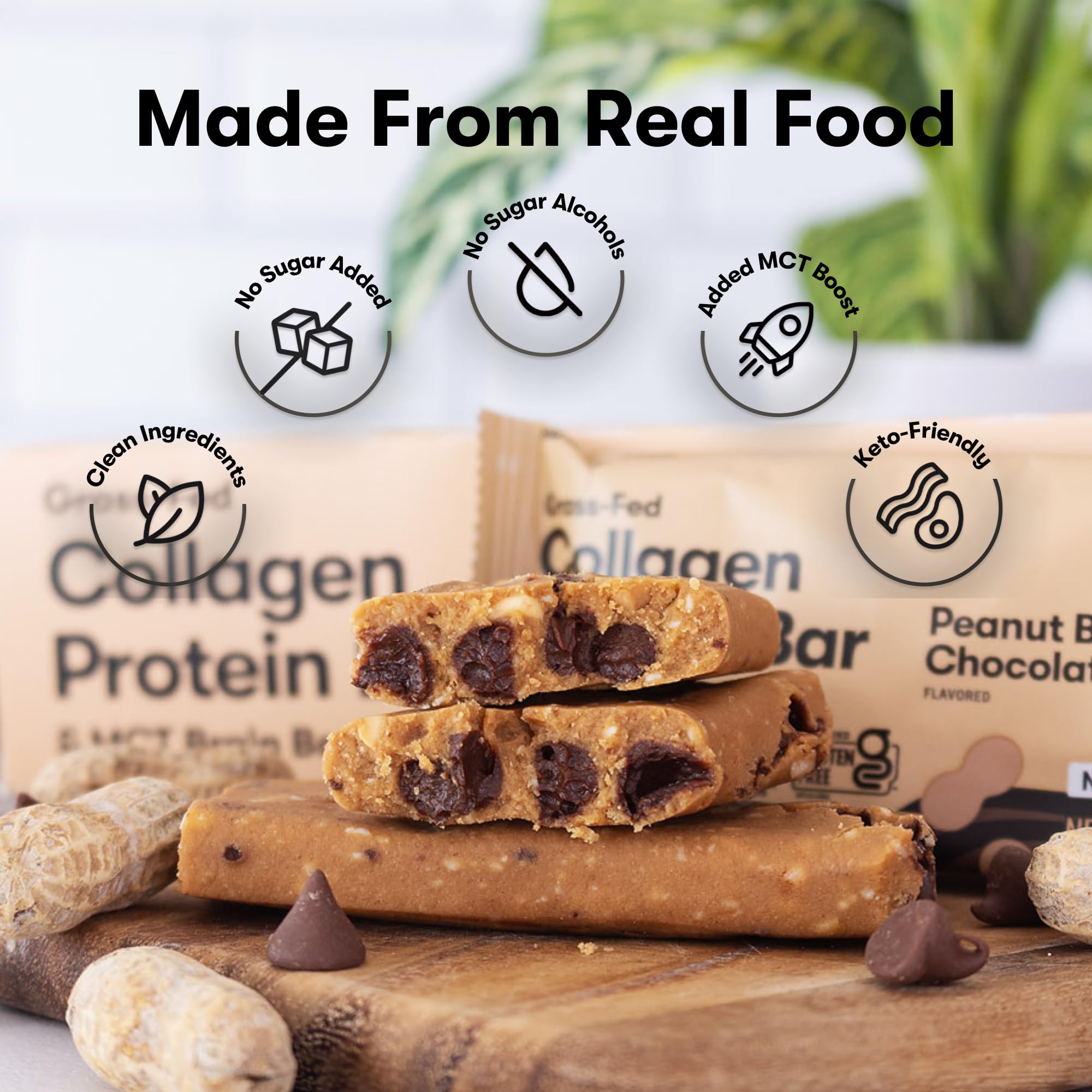 Perfect Keto Collagen Bar 12 bars display, convenient keto snack pack.