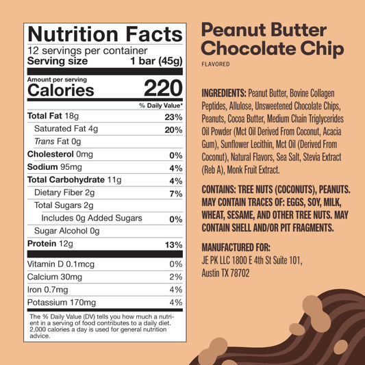 Perfect Keto Collagen Bar gluten-free ingredients close-up highlighting grass-fed collagen and MCT oil.