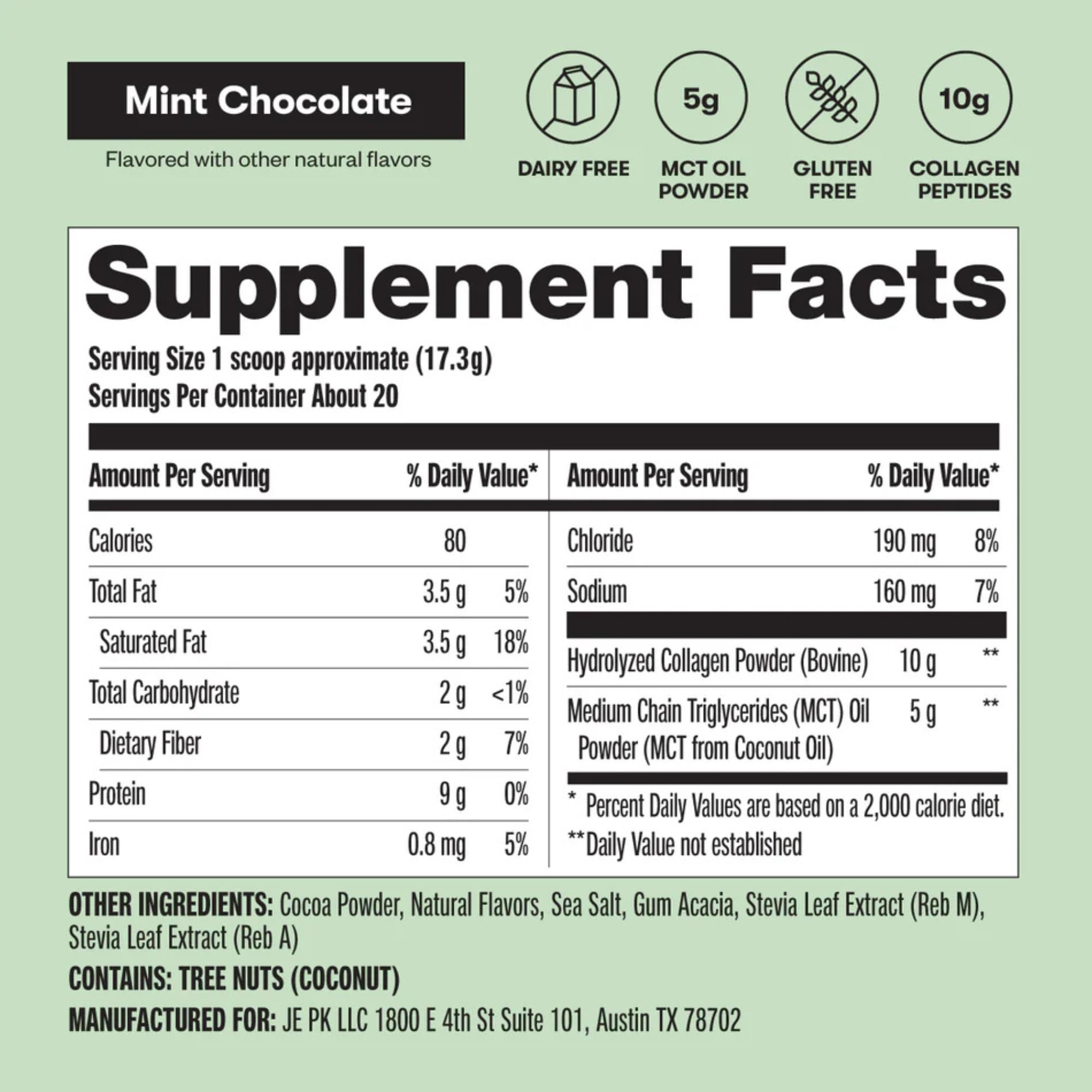 Perfect Keto Collagen grass-fed ingredients label highlights high-quality protein.