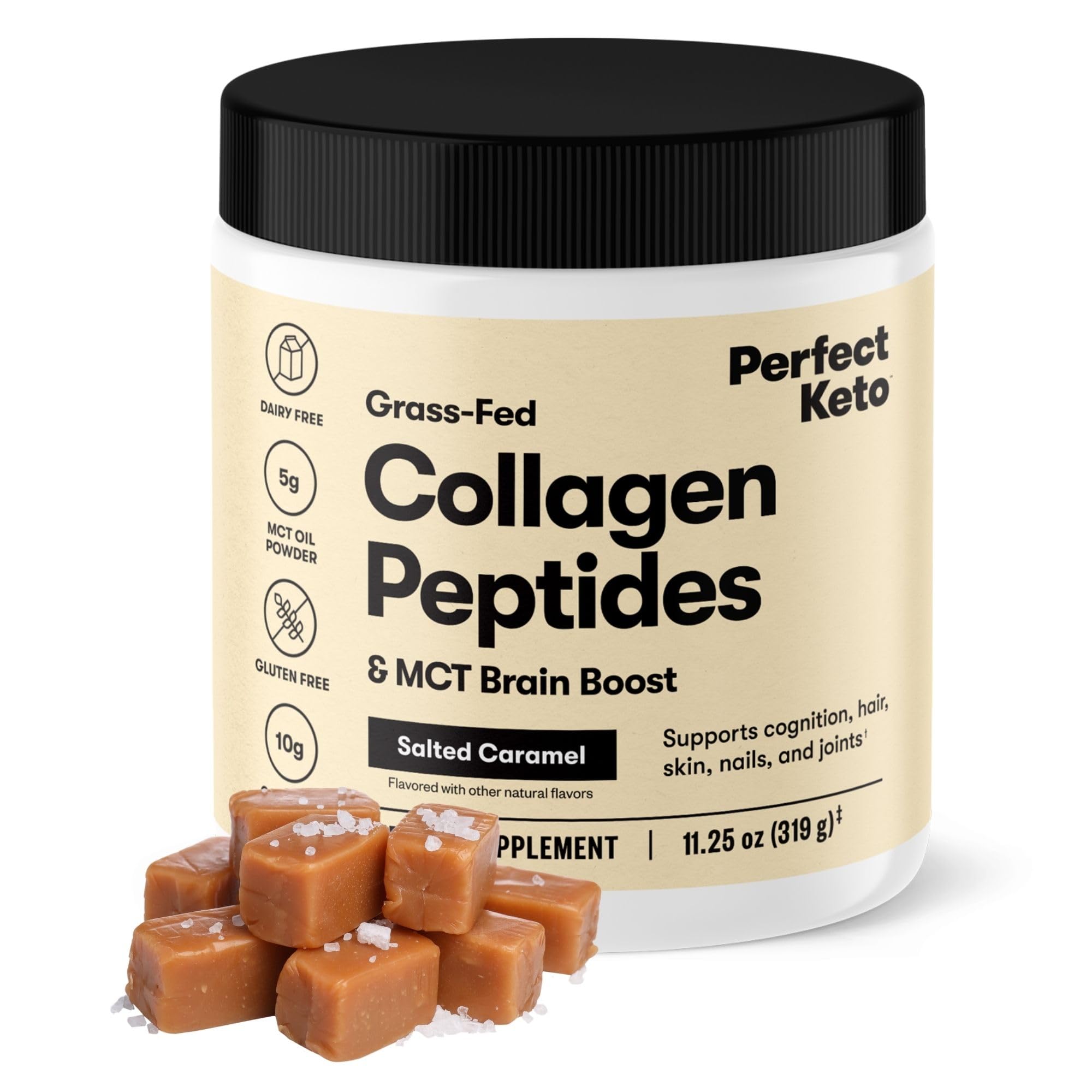 Perfect Keto Collagen Peptides tub ready for daily keto routine