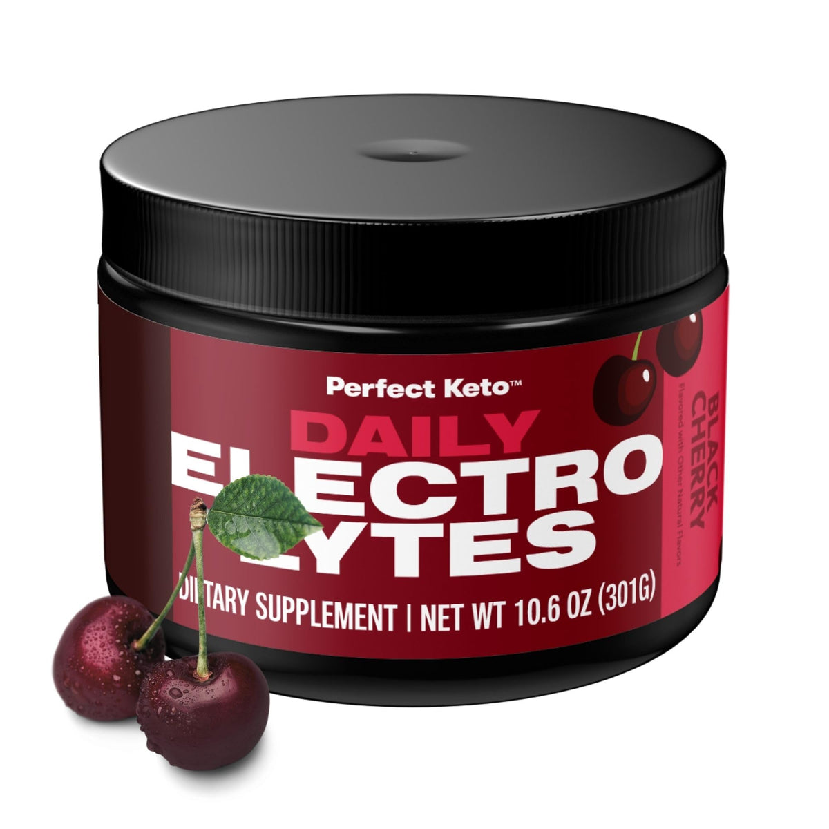 Perfect Keto Electrolytes Black Cherry bottle for on-the-go hydration